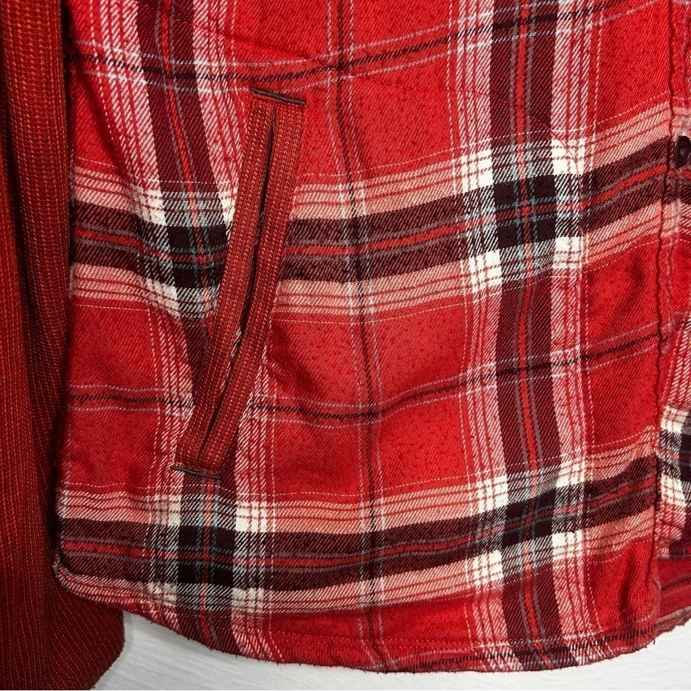 Marmot Red Plaid Button-Down Shacket with Hood - Size M - Picture 6 of 9